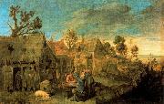 Village Scene with Men drinking Adriaen Brouwer